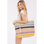 Straw Crochet Summer Tote Bag - Natural or Striped