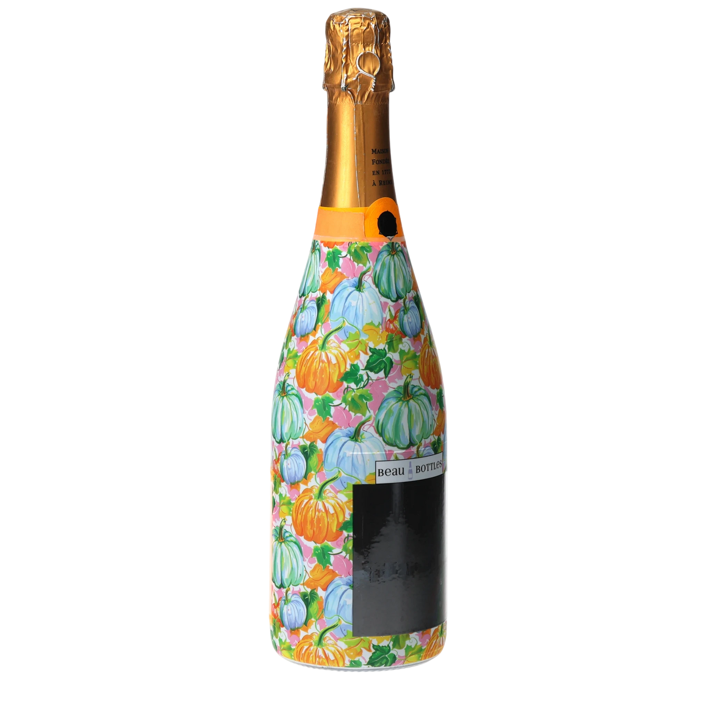 Orange & Blue Pumpkins Champagne Bottle Wrap