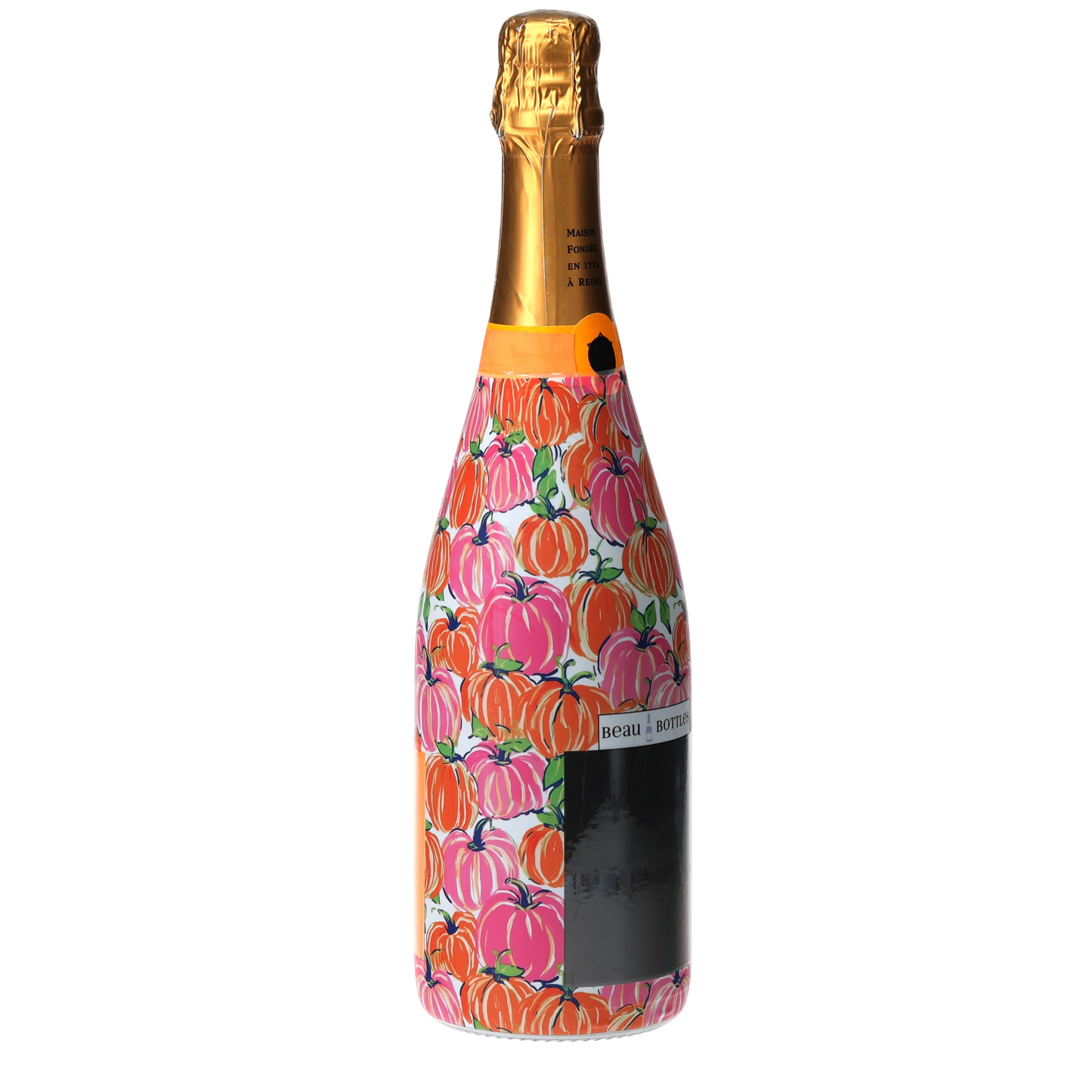 Pink & Orange Pumpkins Champagne Bottle Wrap