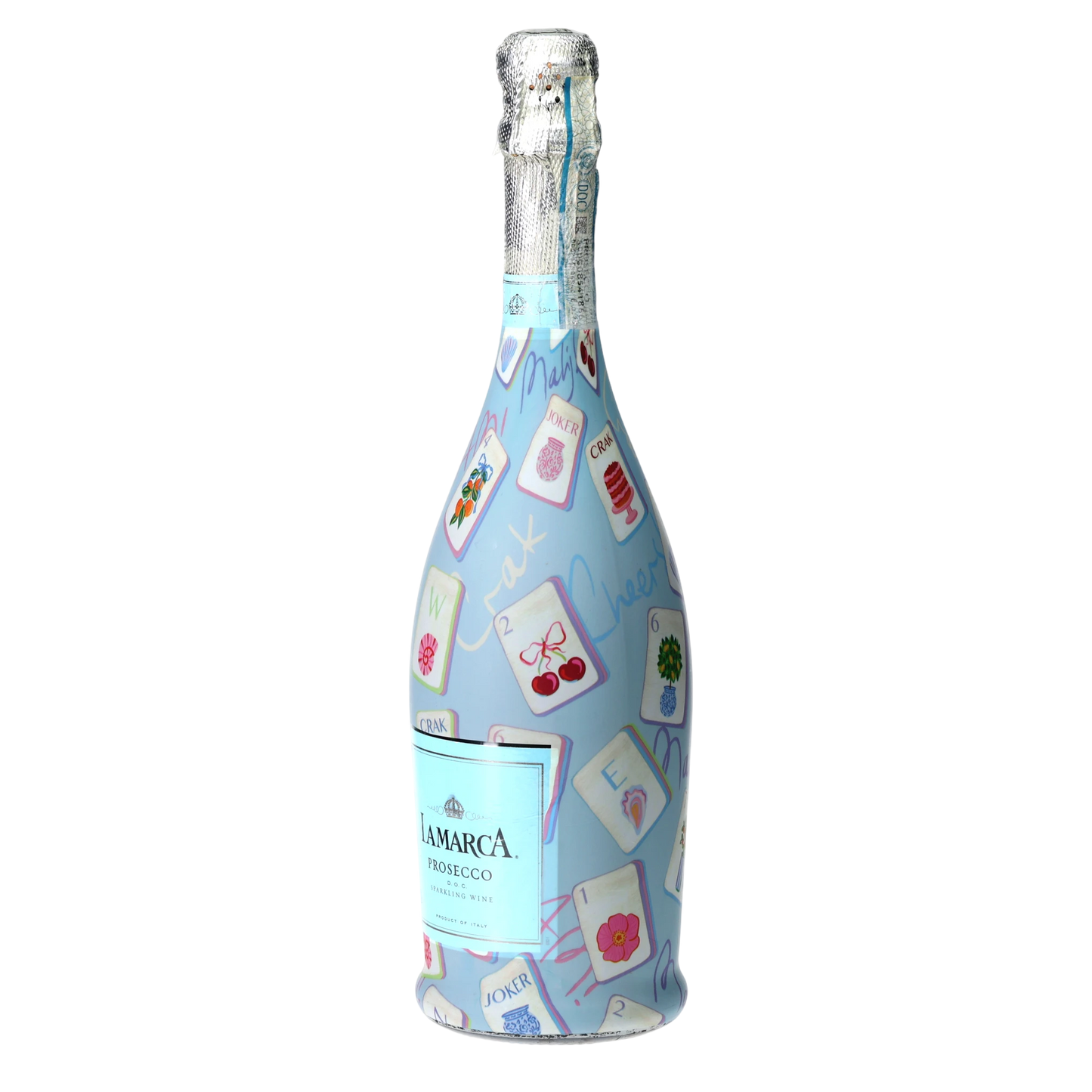 Pastel Blue Mahjong Prosecco Bottle Wrap