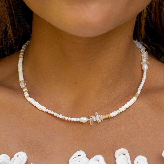 Love is Here Beaded Necklace by Pineapple Island, Gemstone