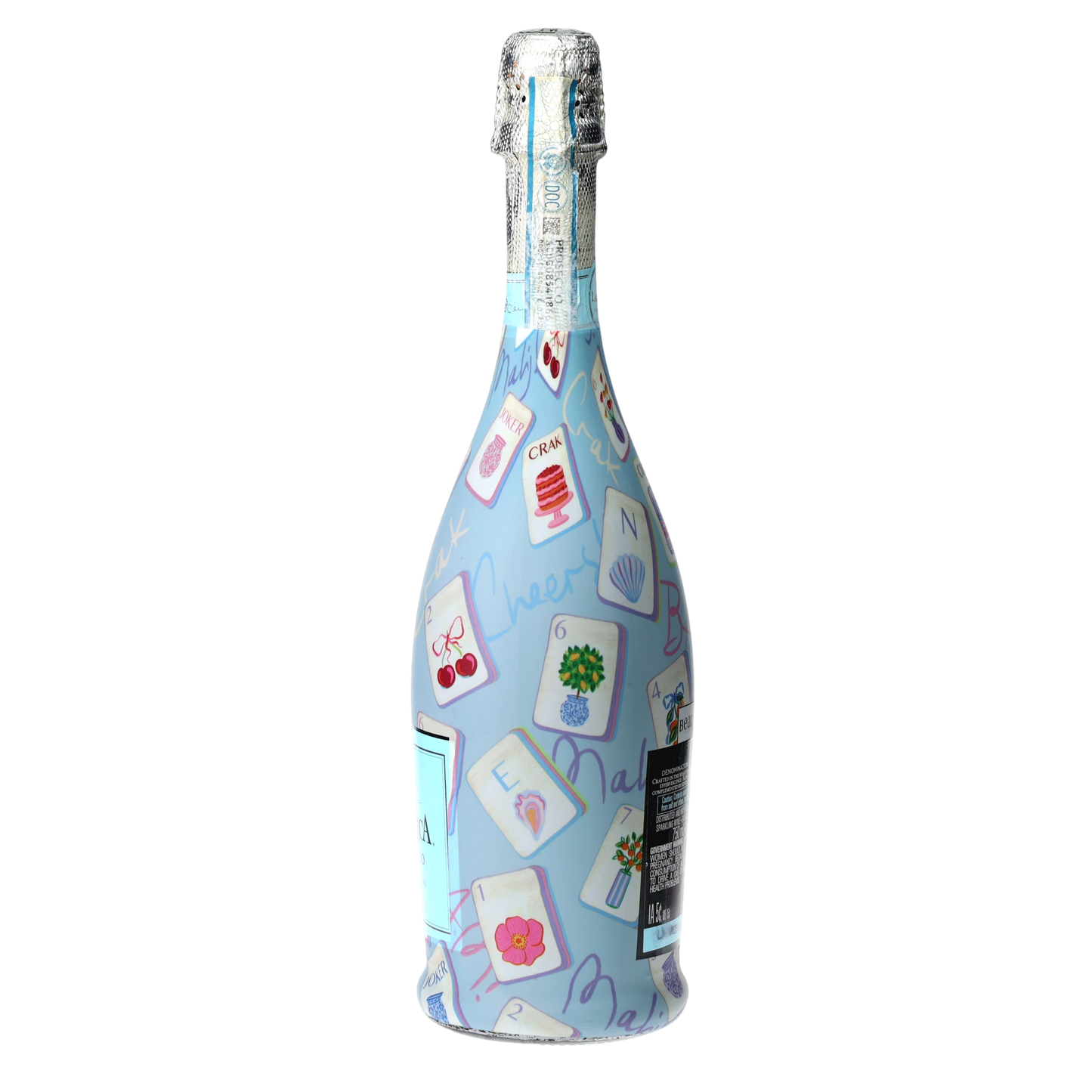 Pastel Blue Mahjong Prosecco Bottle Wrap