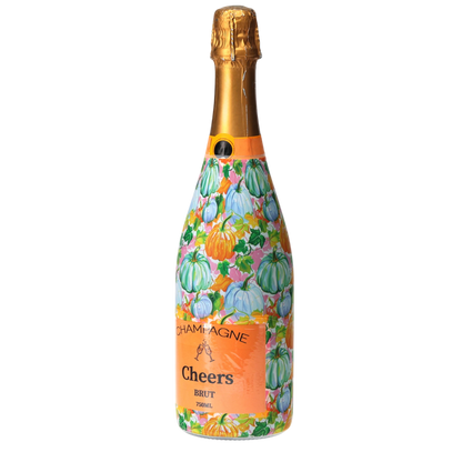 Orange & Blue Pumpkins Champagne Bottle Wrap