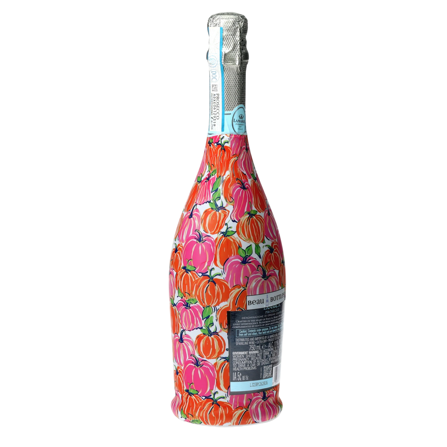 Pink & Orange Pumpkins Prosecco Bottle Wrap