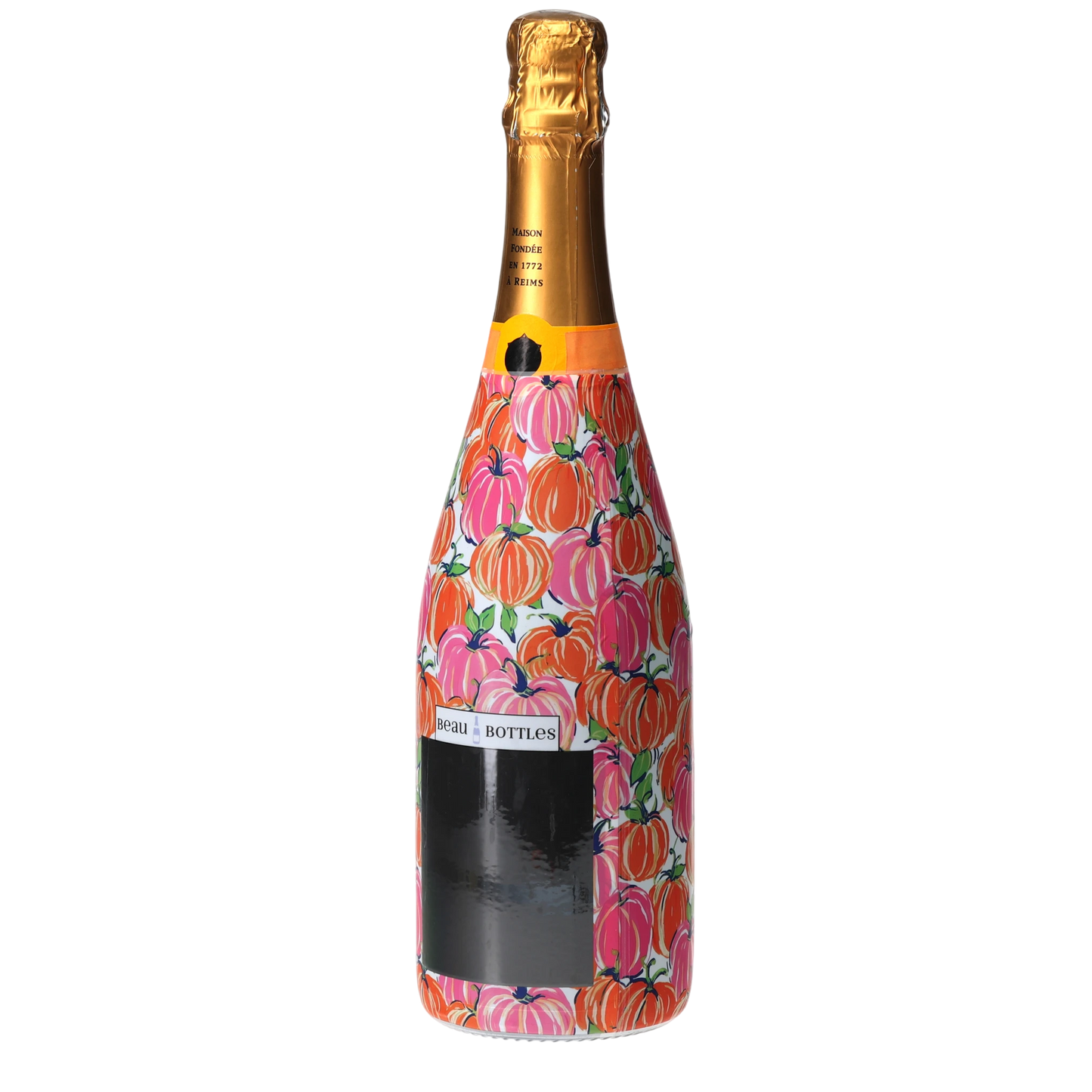 Pink & Orange Pumpkins Champagne Bottle Wrap