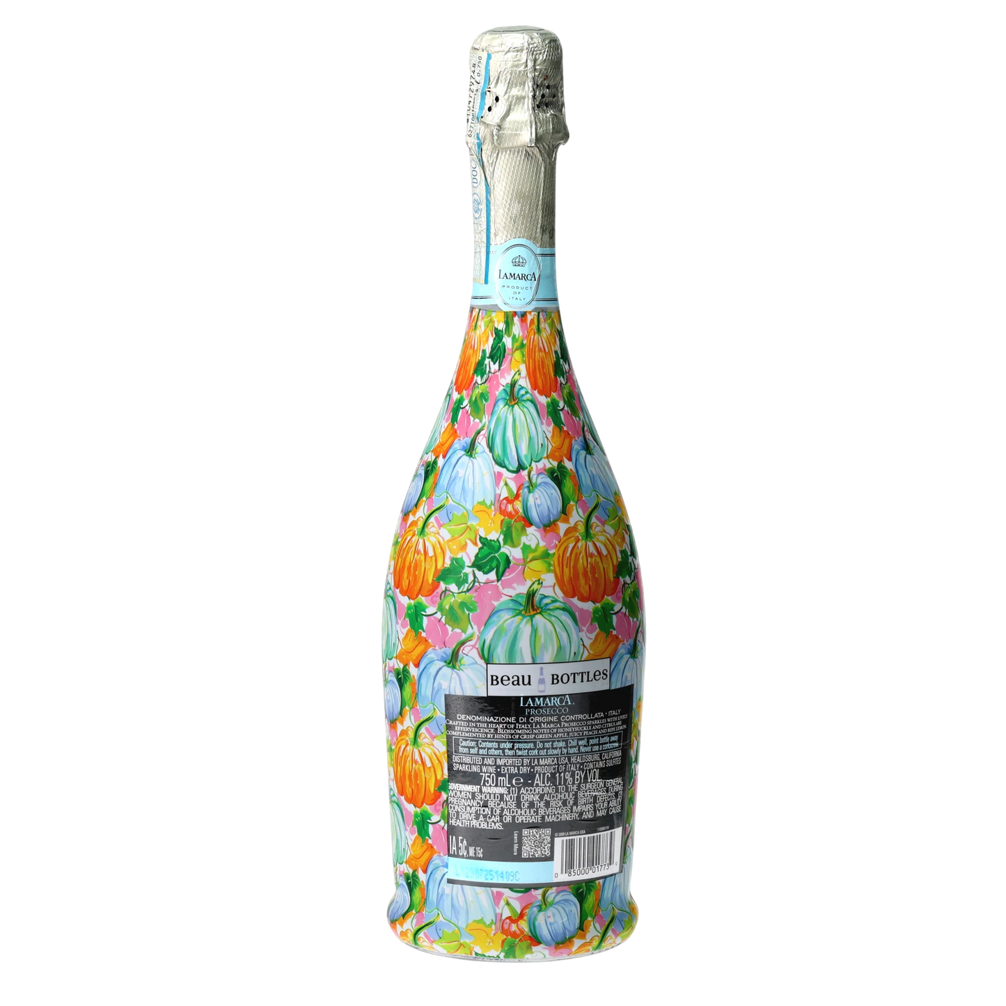 Orange & Blue Pumpkins Prosecco Bottle Wrap