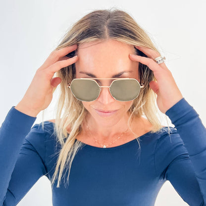 PALM BRONZE Polarized Premium Metal Geometric Sunglasses