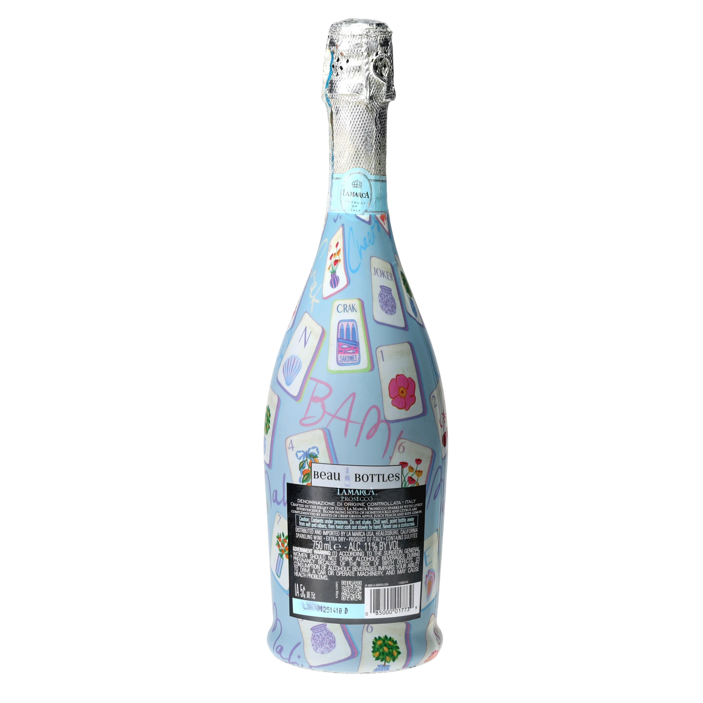 Pastel Blue Mahjong Prosecco Bottle Wrap