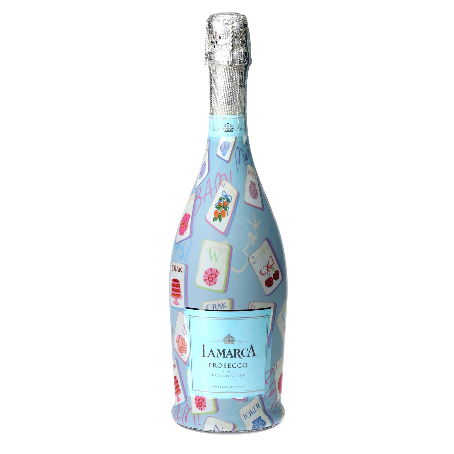 Pastel Blue Mahjong Prosecco Bottle Wrap