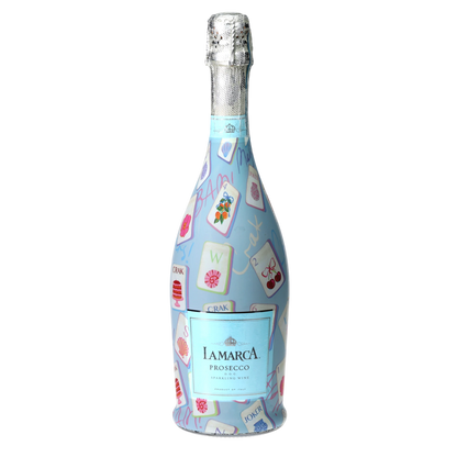 Pastel Blue Mahjong Prosecco Bottle Wrap