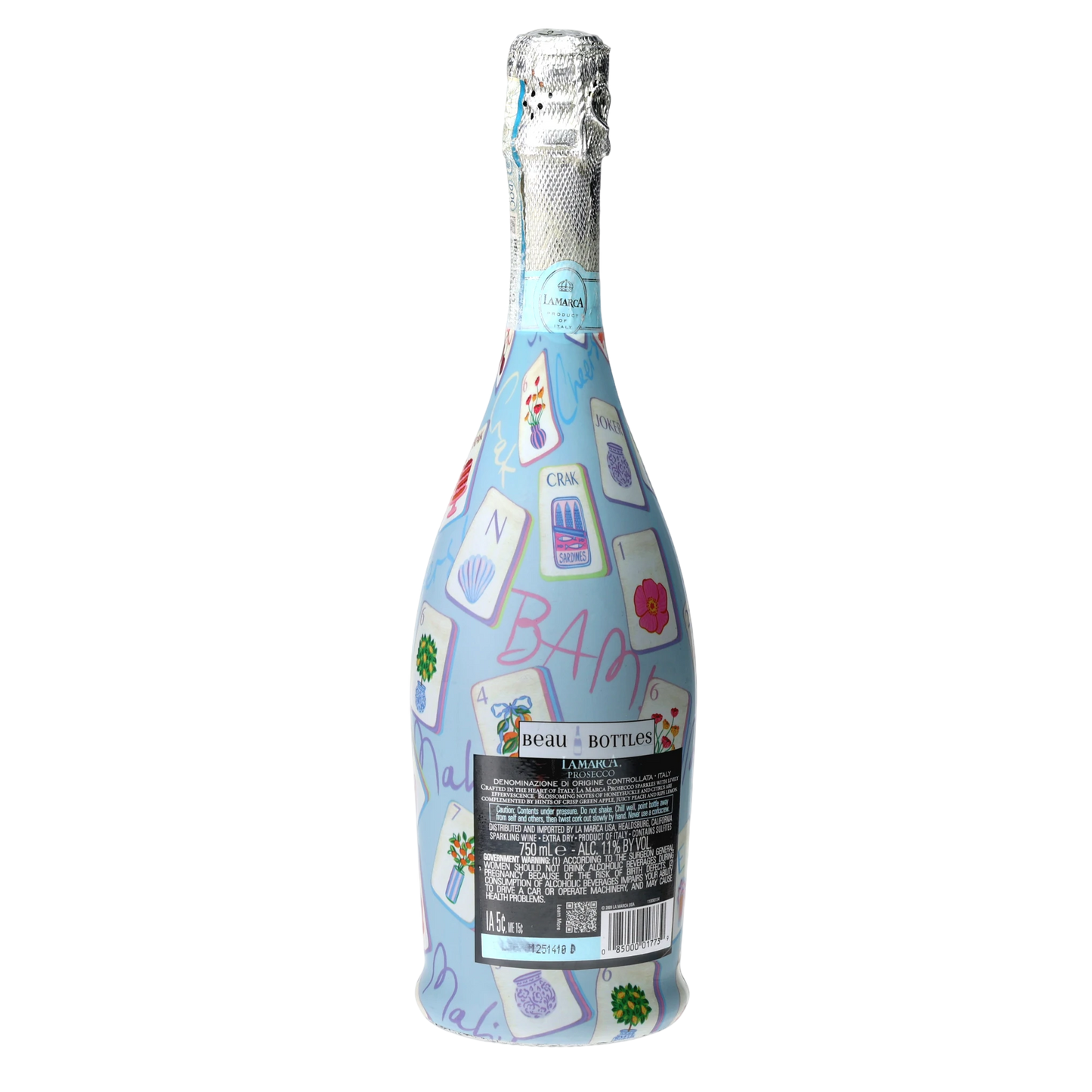 Pastel Blue Mahjong Prosecco Bottle Wrap