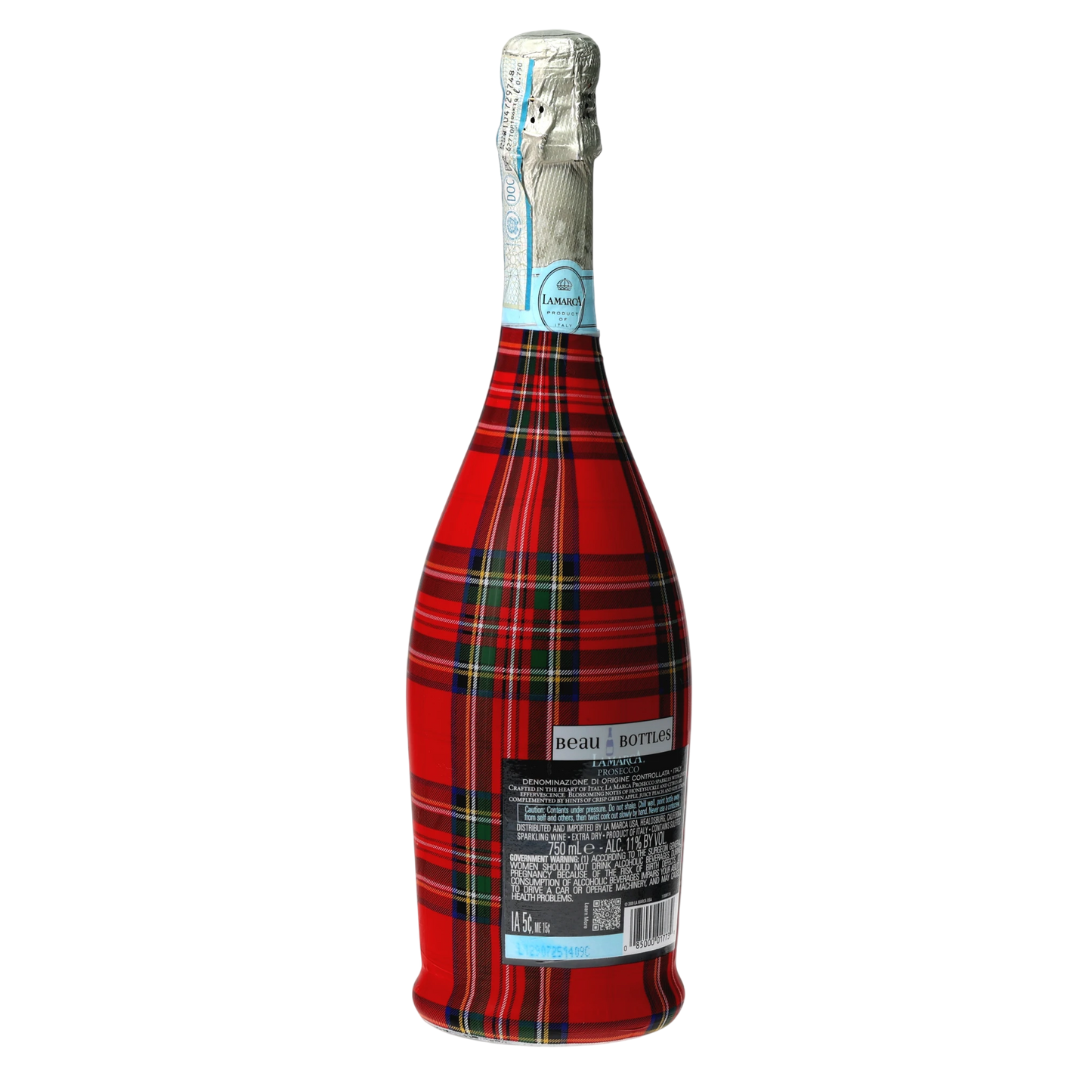 Red & Green Christmas Tartan Prosecco Bottle Wrap