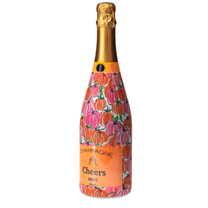 Pink & Orange Pumpkins Champagne Bottle Wrap