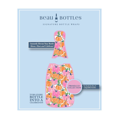 Pink & Orange Pumpkins Prosecco Bottle Wrap