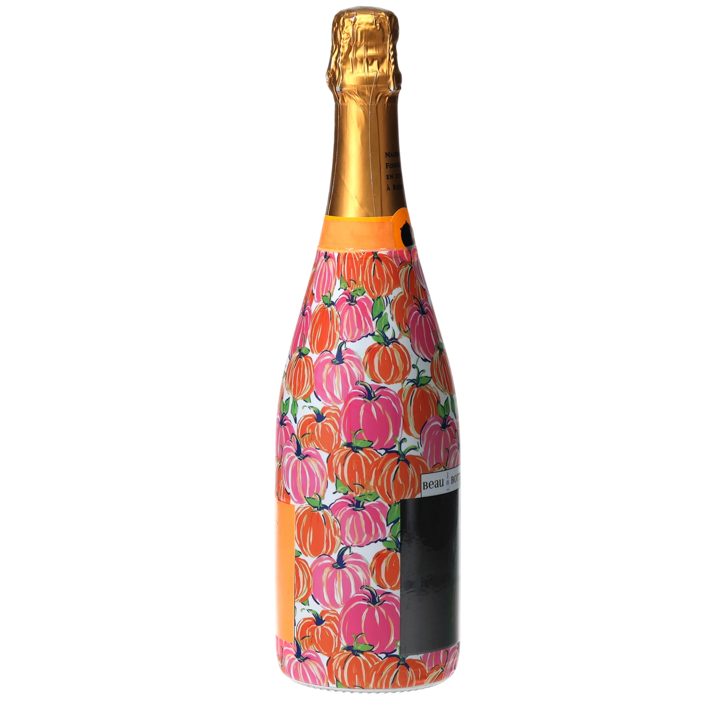 Pink & Orange Pumpkins Champagne Bottle Wrap