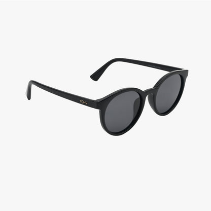 HERON MIDNIGHT BLACK Polarized Round Fashion Sunglasses