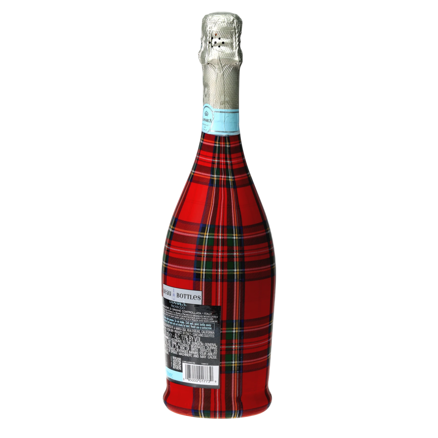 Red & Green Christmas Tartan Prosecco Bottle Wrap