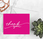 Pink Script Thank You Cards - Folded Notecard Set
