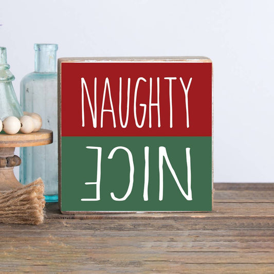 Naughty Nice Decorative Wooden Block