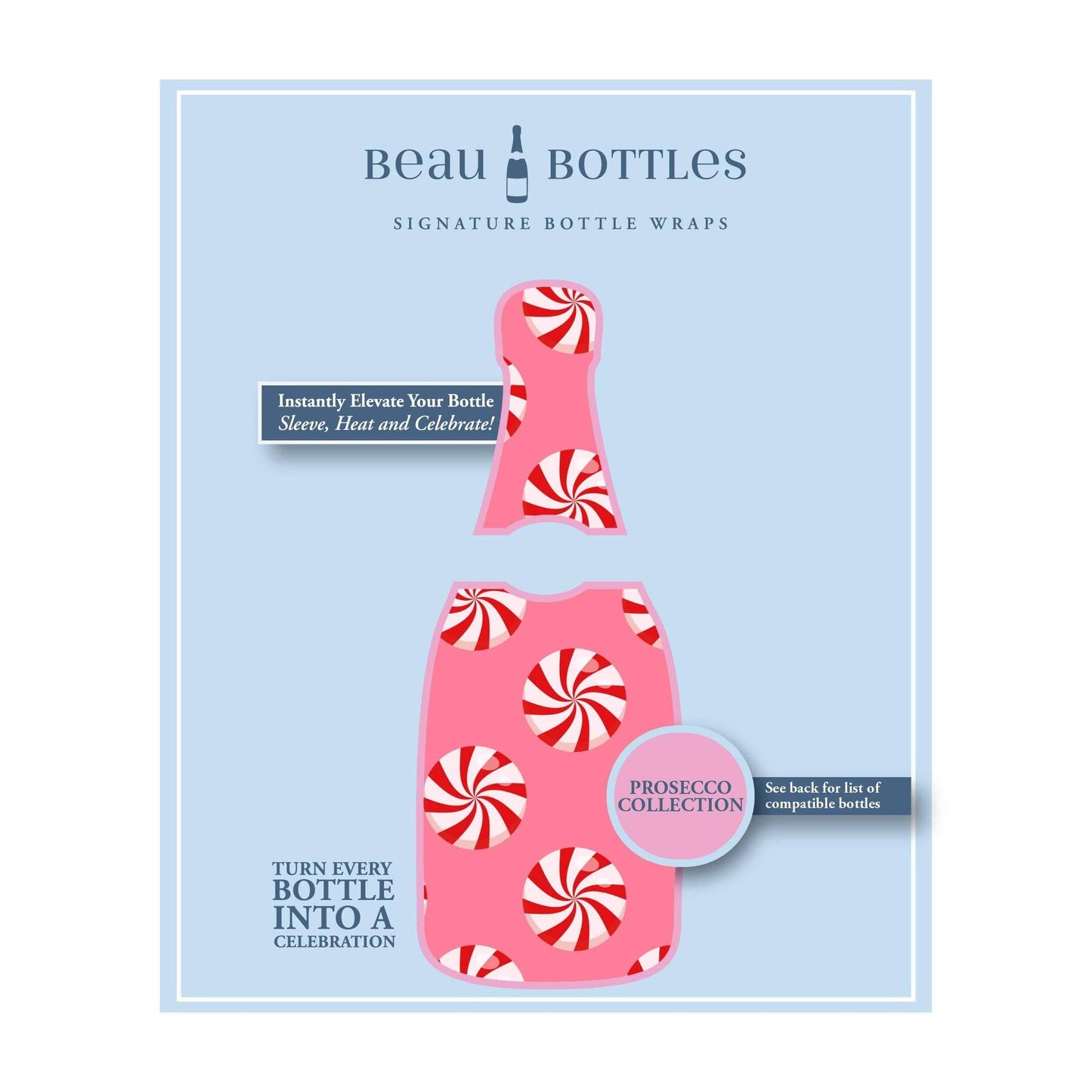 Peppermint Parade Prosecco Bottle Wrap