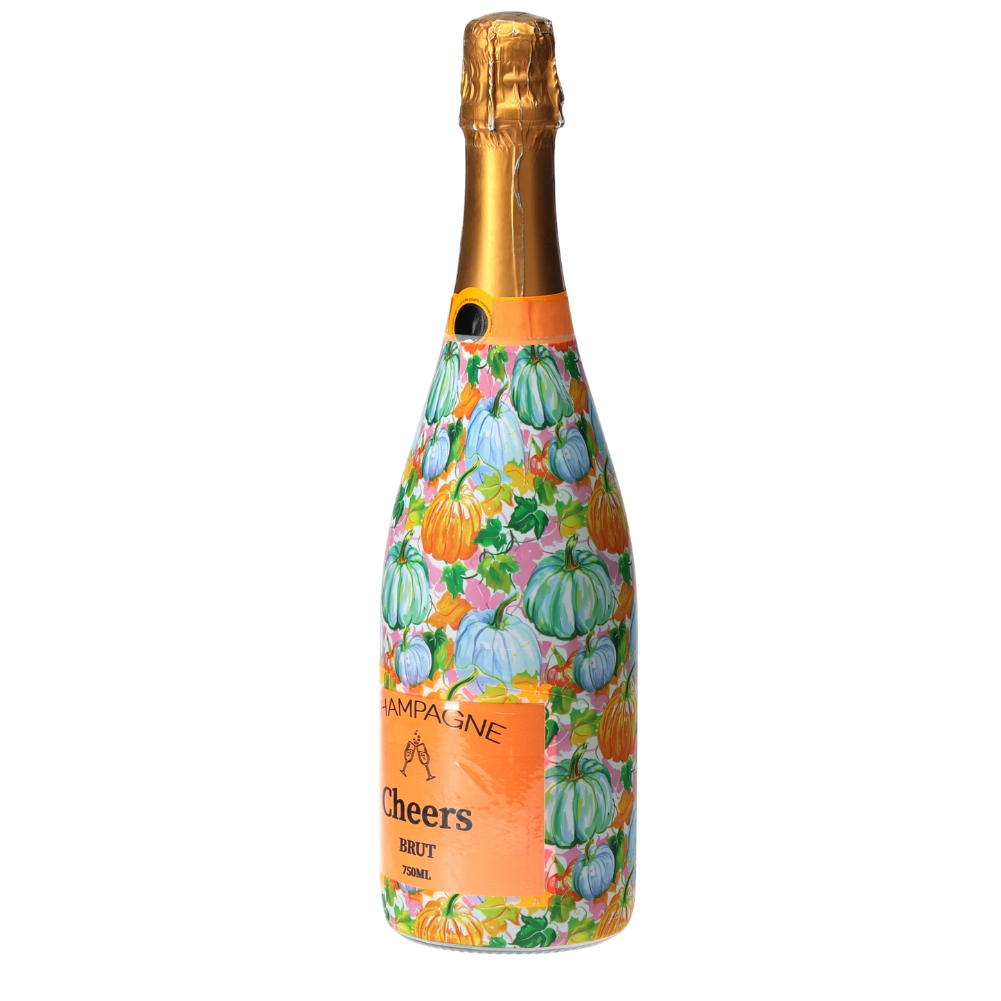 Orange & Blue Pumpkins Champagne Bottle Wrap