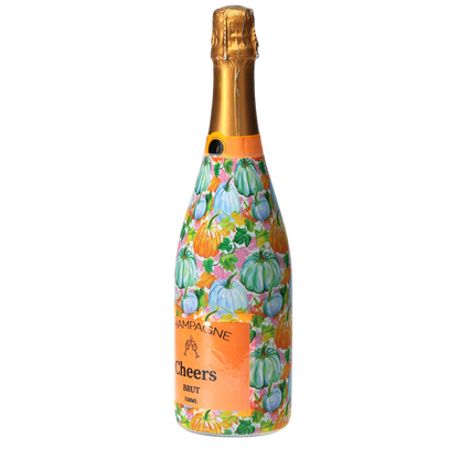 Orange & Blue Pumpkins Champagne Bottle Wrap
