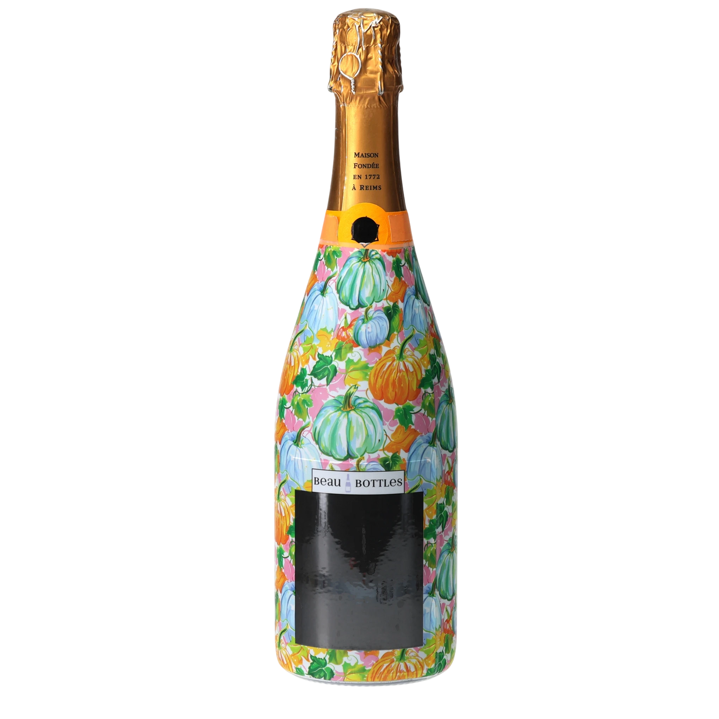 Orange & Blue Pumpkins Champagne Bottle Wrap