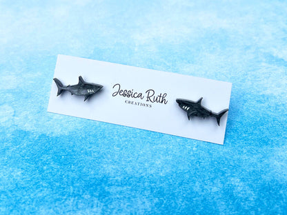 Cute Beachy Shark Stud Earrings - Multiple Color Options