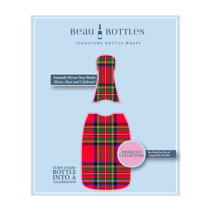 Red & Green Christmas Tartan Prosecco Bottle Wrap