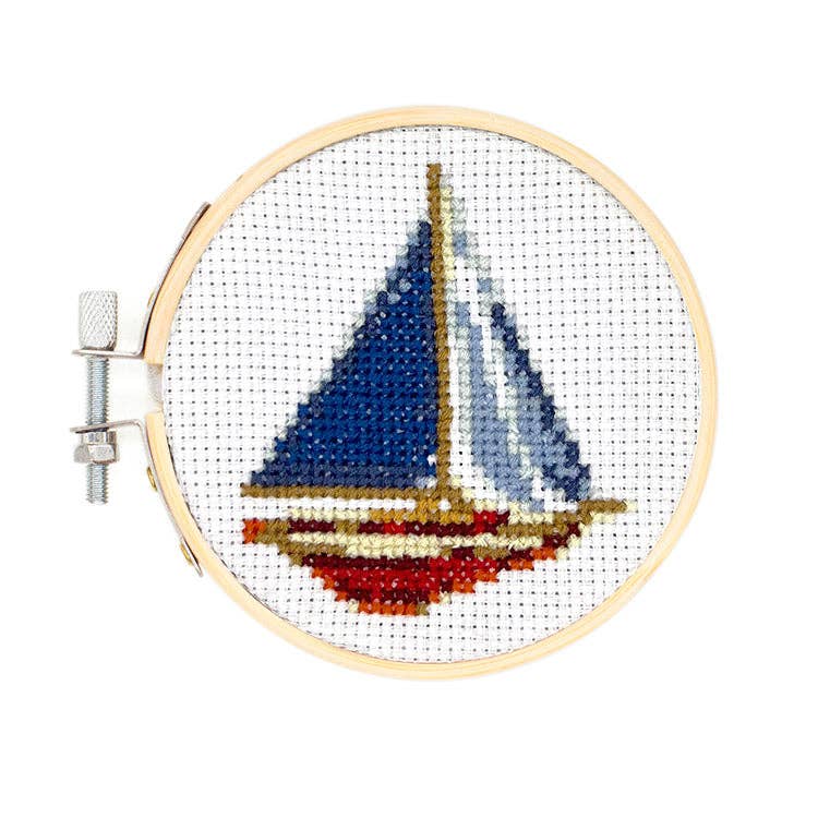 MiniCrossStitch Embroidery Sailboat