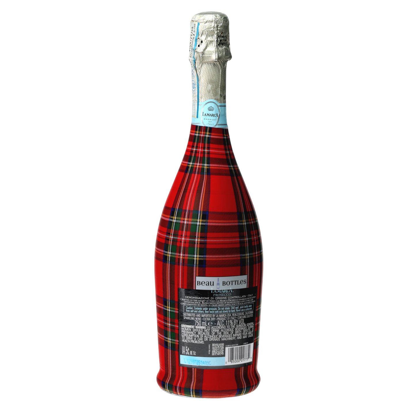 Red & Green Christmas Tartan Prosecco Bottle Wrap