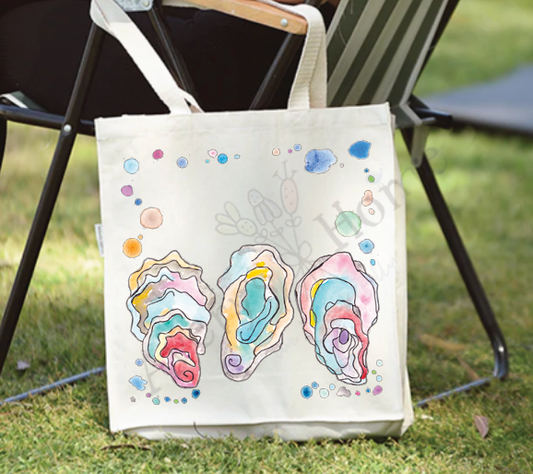 Ocean Oyster Customizable Organic Beach Tote Bag