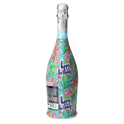 Happy Birthday Floral Prosecco Bottle Wrap