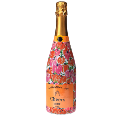 Pink & Orange Pumpkins Champagne Bottle Wrap