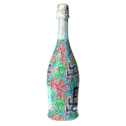 Happy Birthday Floral Prosecco Bottle Wrap