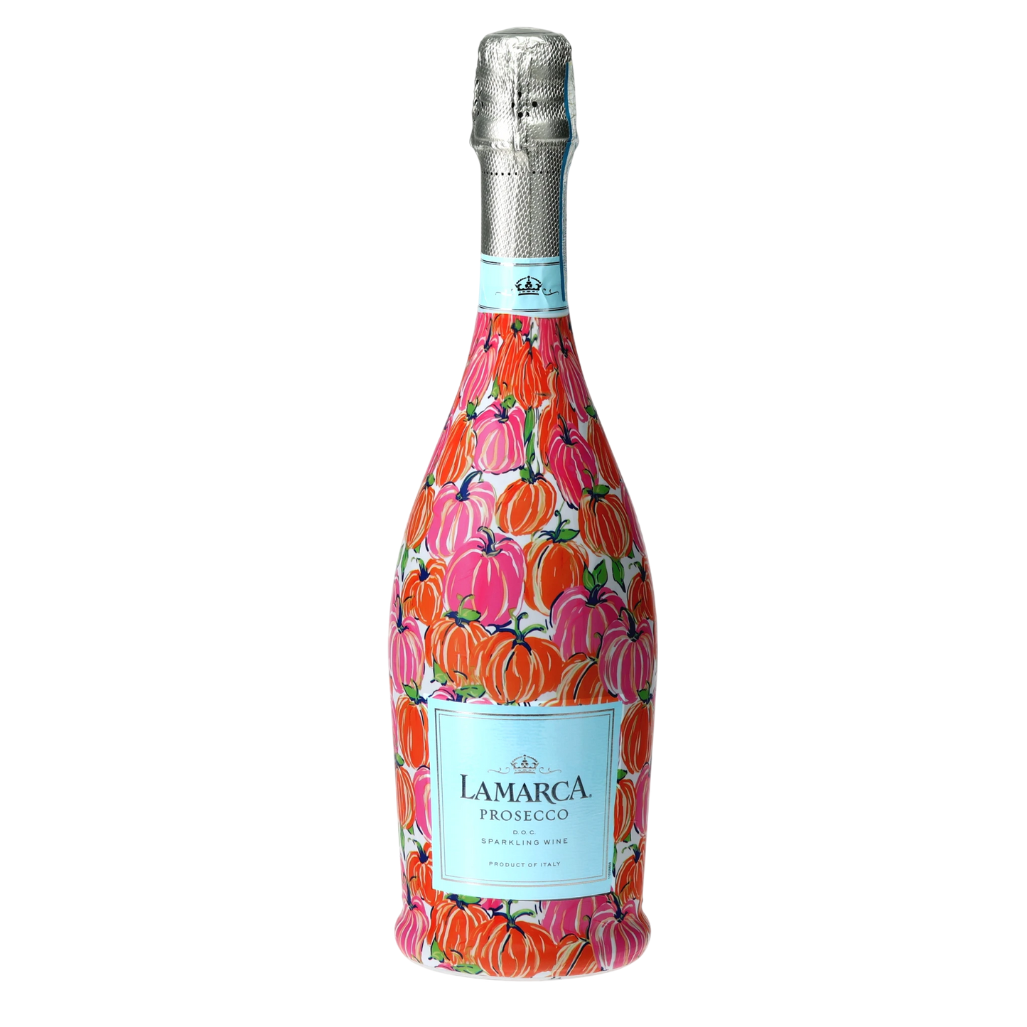 Pink & Orange Pumpkins Prosecco Bottle Wrap