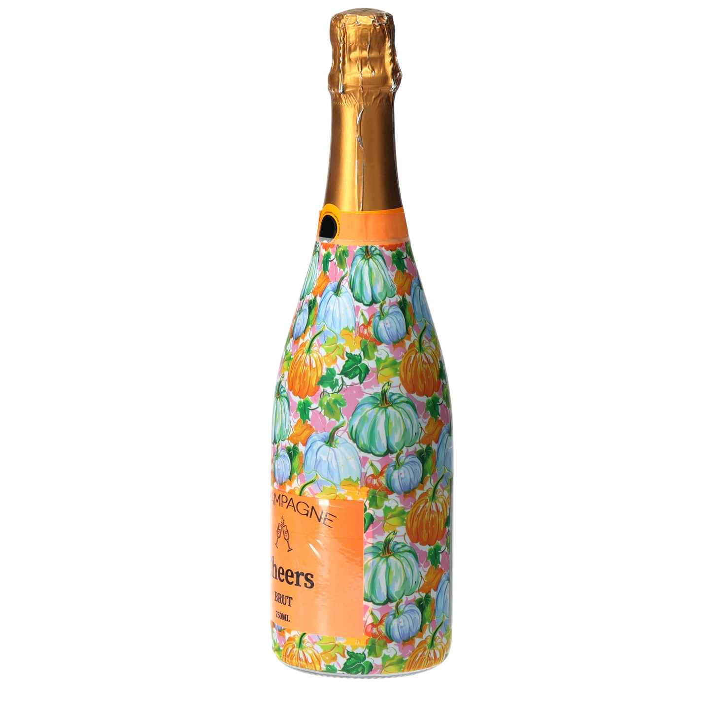 Orange & Blue Pumpkins Champagne Bottle Wrap
