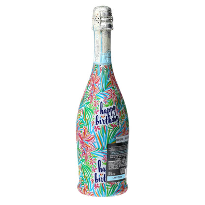 Happy Birthday Floral Prosecco Bottle Wrap