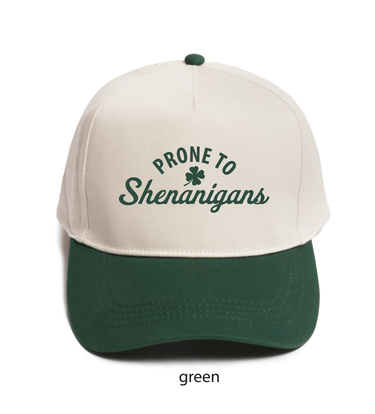 St Patrick's PRONE TO SHENANIGANS Embroidered Two Tone Cap