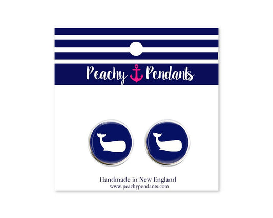 Earrings - Studs - Navy Whale