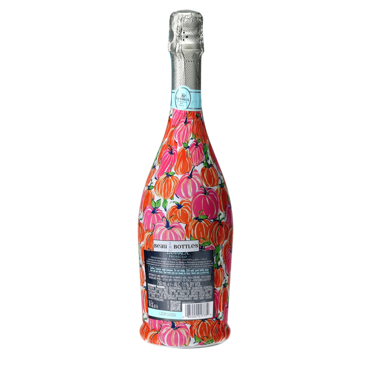 Pink & Orange Pumpkins Prosecco Bottle Wrap