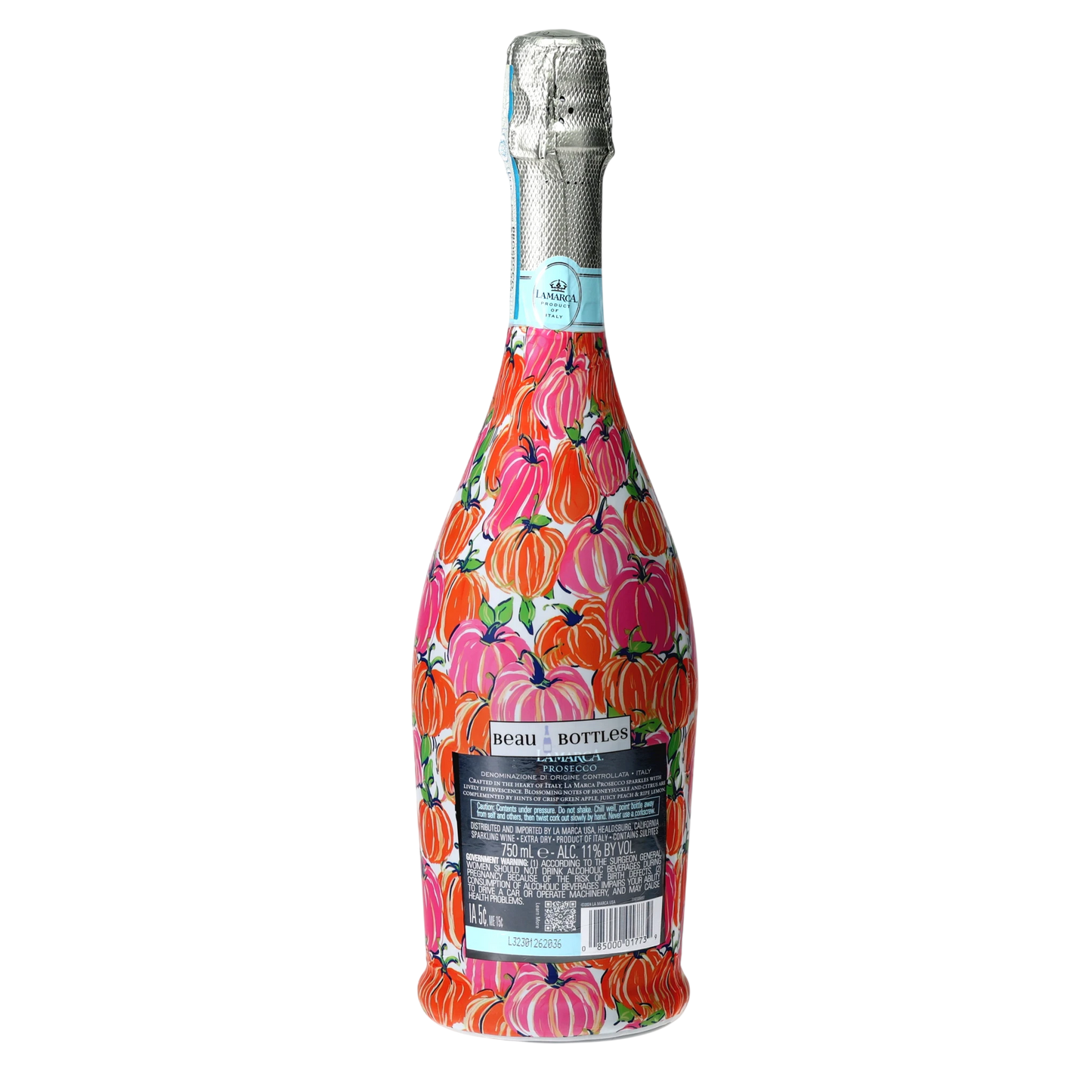 Pink & Orange Pumpkins Prosecco Bottle Wrap