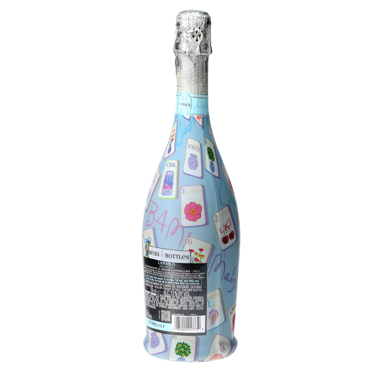 Pastel Blue Mahjong Prosecco Bottle Wrap