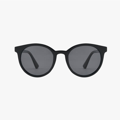 HERON MIDNIGHT BLACK Polarized Round Fashion Sunglasses
