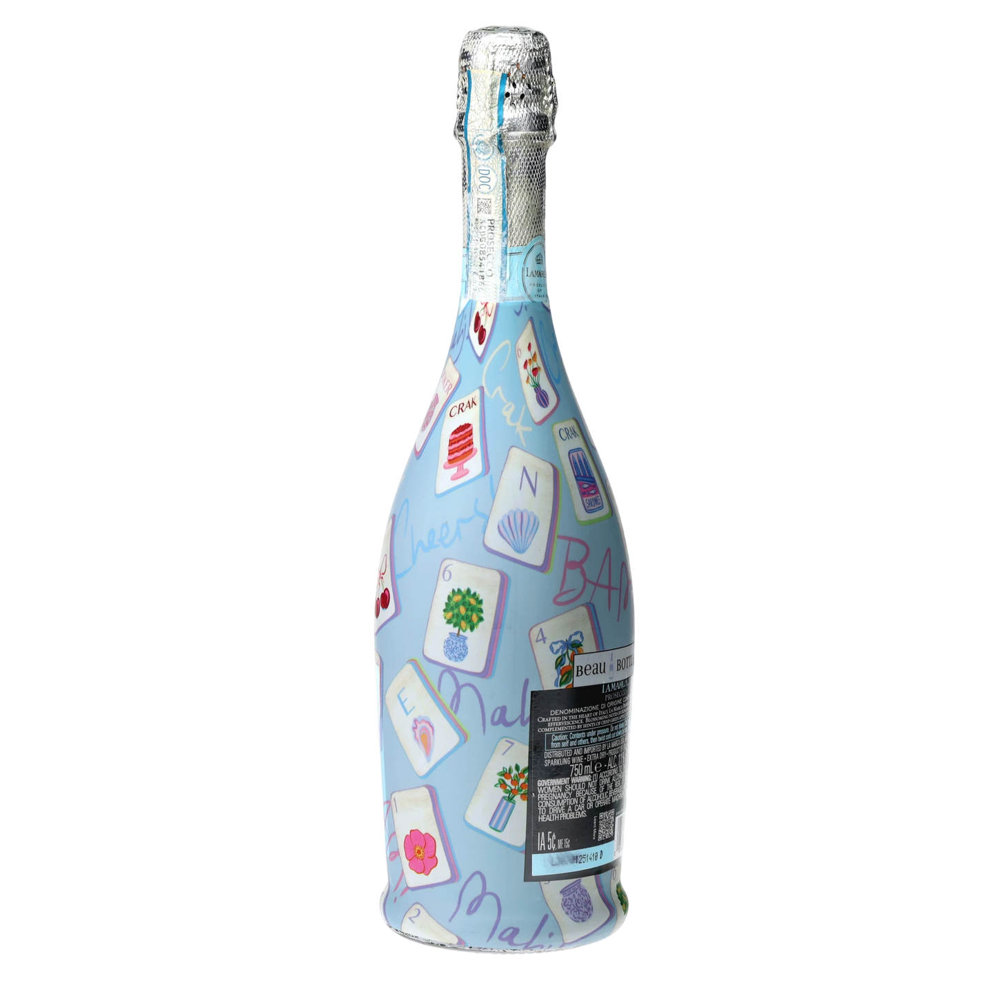 Pastel Blue Mahjong Prosecco Bottle Wrap