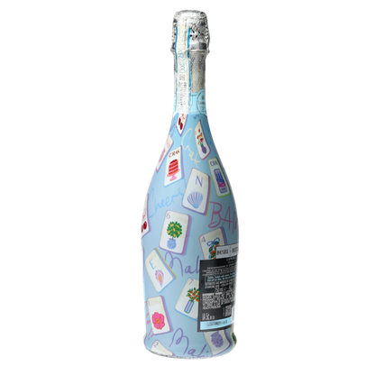 Pastel Blue Mahjong Prosecco Bottle Wrap