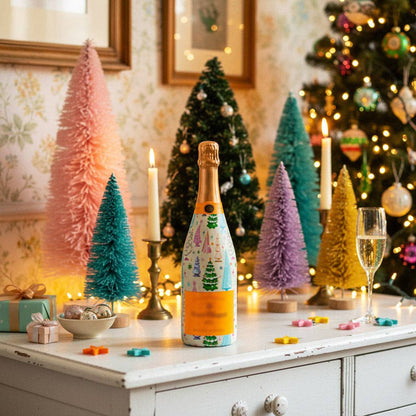 Timeless Christmas Trees Champagne Bottle Wrap