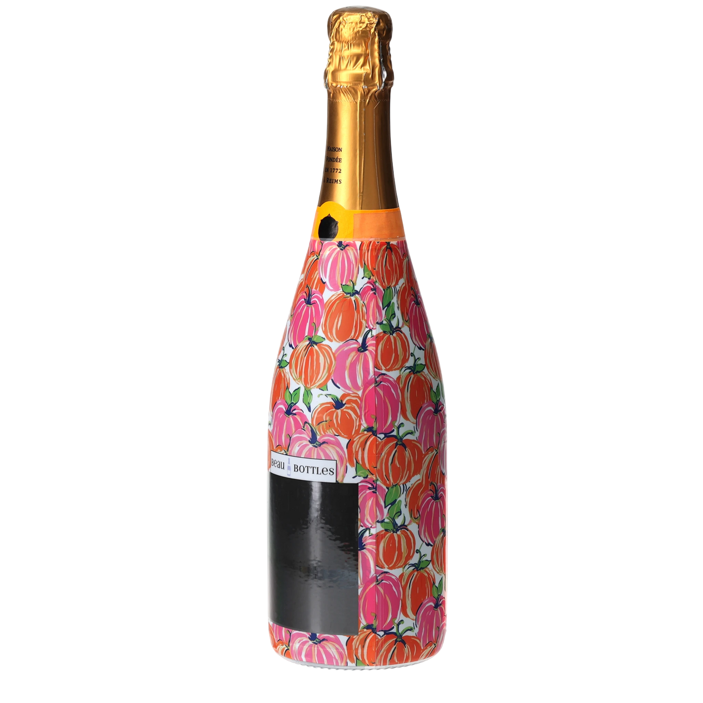 Pink & Orange Pumpkins Champagne Bottle Wrap