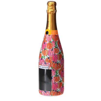 Pink & Orange Pumpkins Champagne Bottle Wrap