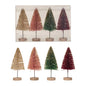 Sisal Bottle Brush Trees w/ Gold Glitter & Wood Base, Boxed Set of 4